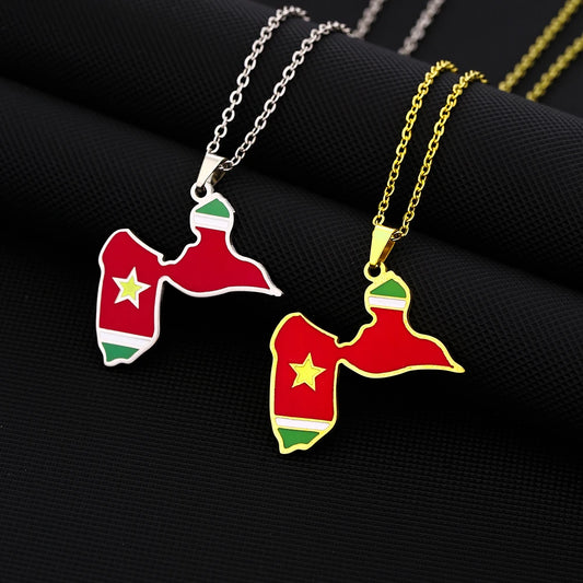 ✨ Collier + Pendentif Guadeloupe en Acier Inox au couleurs du drapeau