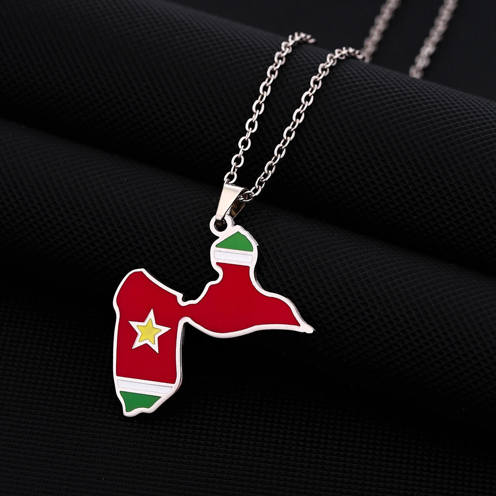 ✨ Collier + Pendentif Guadeloupe en Acier Inox au couleurs du drapeau