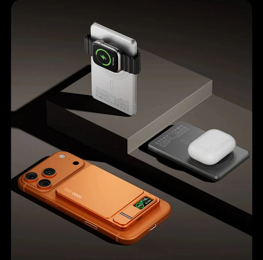 🔋📱 Chargeur Externe Sans Fil MagSafe 3 en 1 – Charge Rapide avec Écran TFT