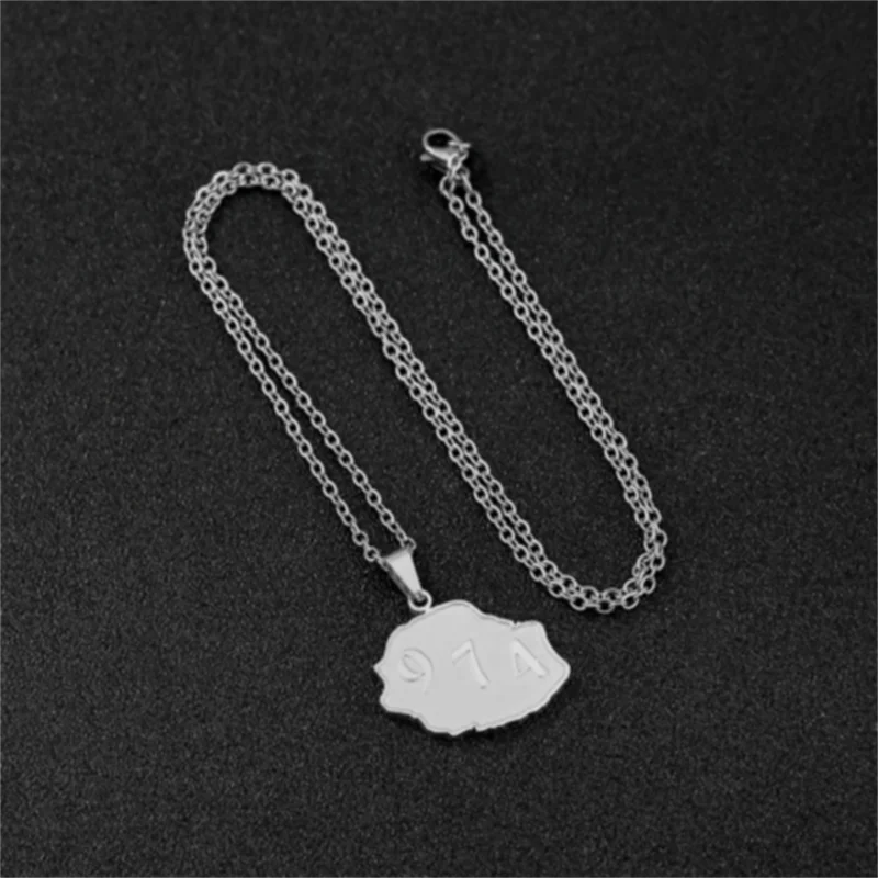✨ Collier + Pendentif la Réunion 974 en Acier Inoxydable