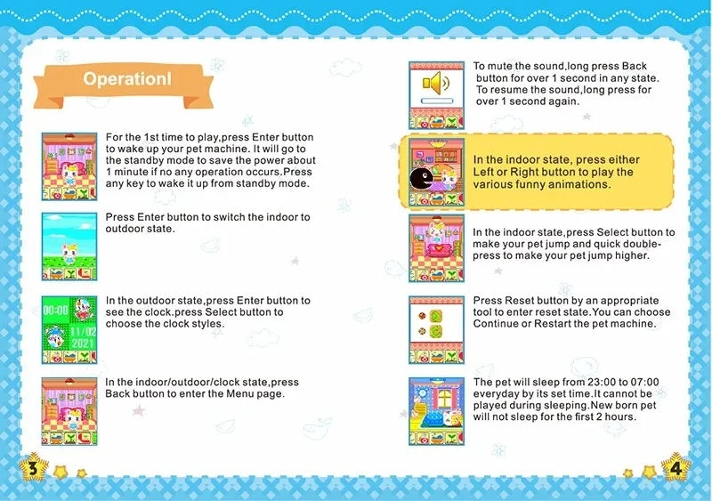 👾🐾 Tamagotchi Électronique Virtuel – Animal de Compagnie Interactif HD - Blanc - Bleu - Rose