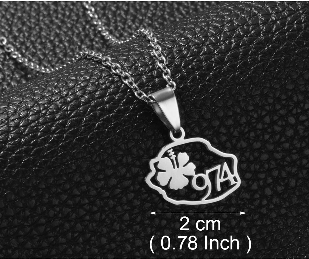 ✨ Collier + Pendentif des outres-mers hibiscus en Acier Inox