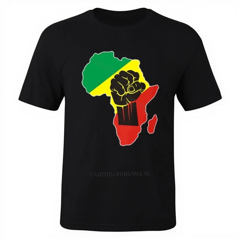 👕🌍 T-Shirt Noir – Carte de l’Afrique vert jaune rouge