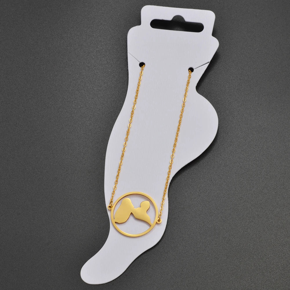 ✨⛓️ Bracelet, chaine de cheville ou collier en Acier Inoxydable rond – Carte de la Guadeloupe