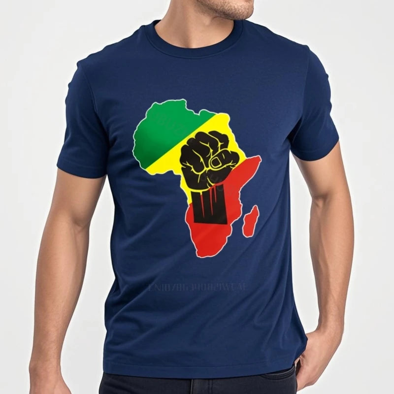 👕🌍 T-Shirt Noir – Carte de l’Afrique vert jaune rouge