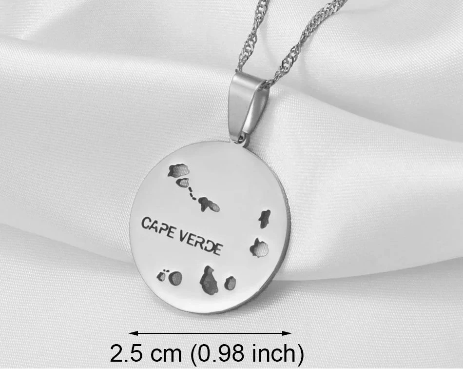 ✨🇨🇻 Collier Chaîne en Acier Inoxydable – Pendentif Cœur ou Rond Îles du Cap-Vert