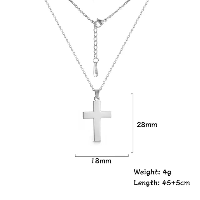 ✨ Collier avec Pendentif Croix Jésus en Acier Inoxydable