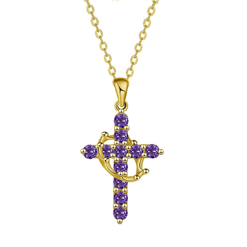 ✝️✨ Collier Chaîne Croix en Zircon – Couronne Rotative en acier inoxydable