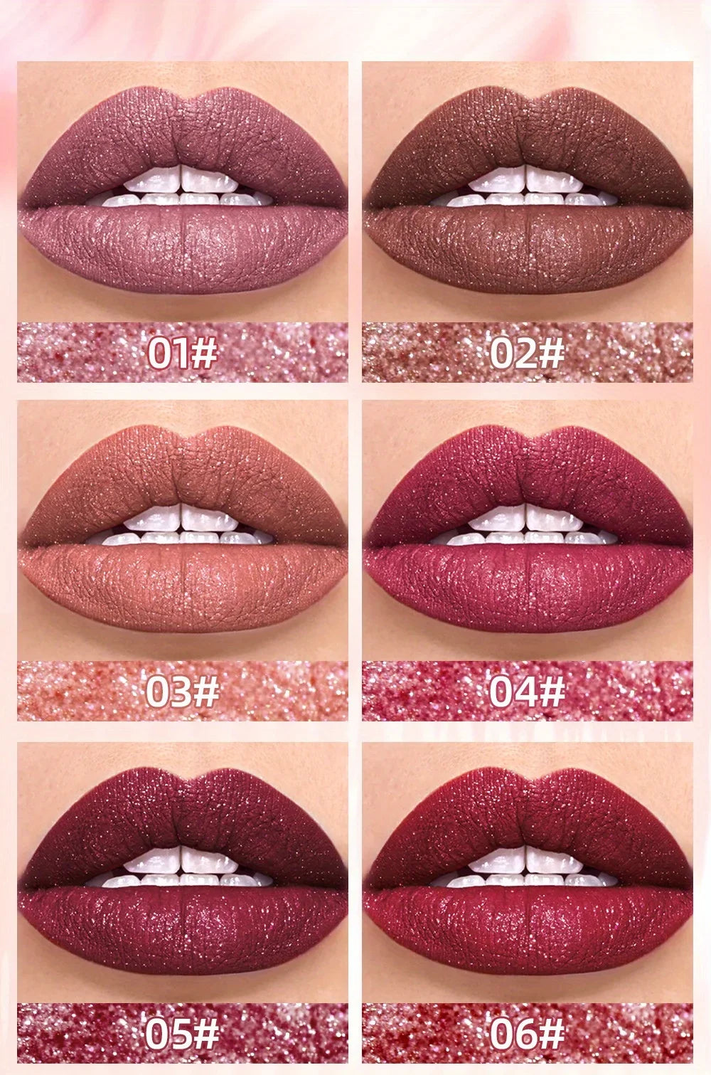 💄✨ Rouge à Lèvres Liquide Pailleté – Mat Velours, Longue Tenue & Imperméable