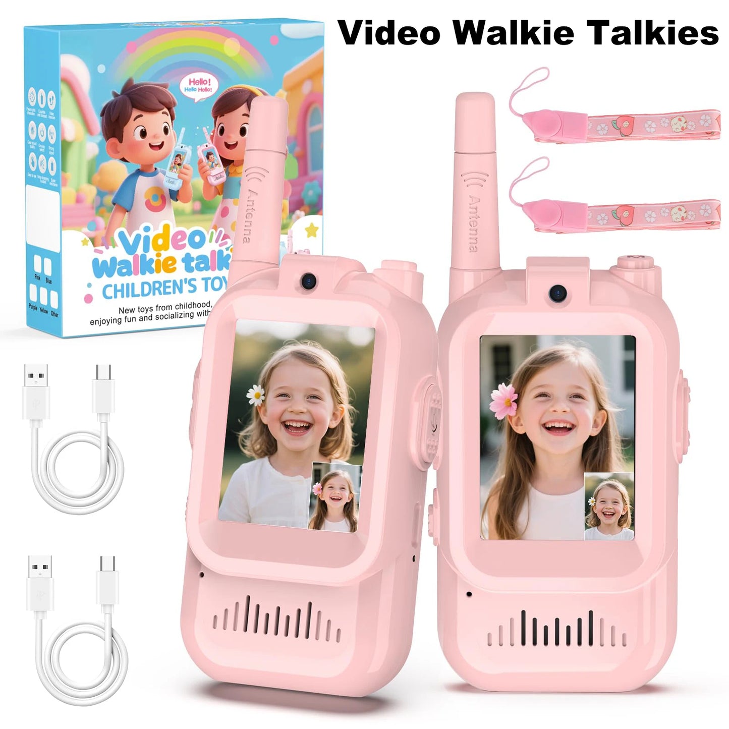📸📡 Lot de 2 Mini Talkie-Walkies pour enfant avec Caméra – Rechargeables