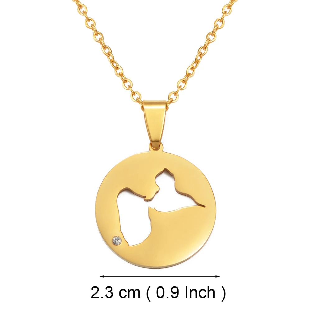 ✨ Collier + Pendentif Guadeloupe strass en Acier Inox rond