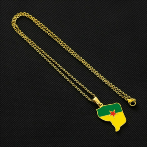 ✨ Collier + Pendentif Guyane Française – Acier Inoxydable au Couleurs du Drapeau