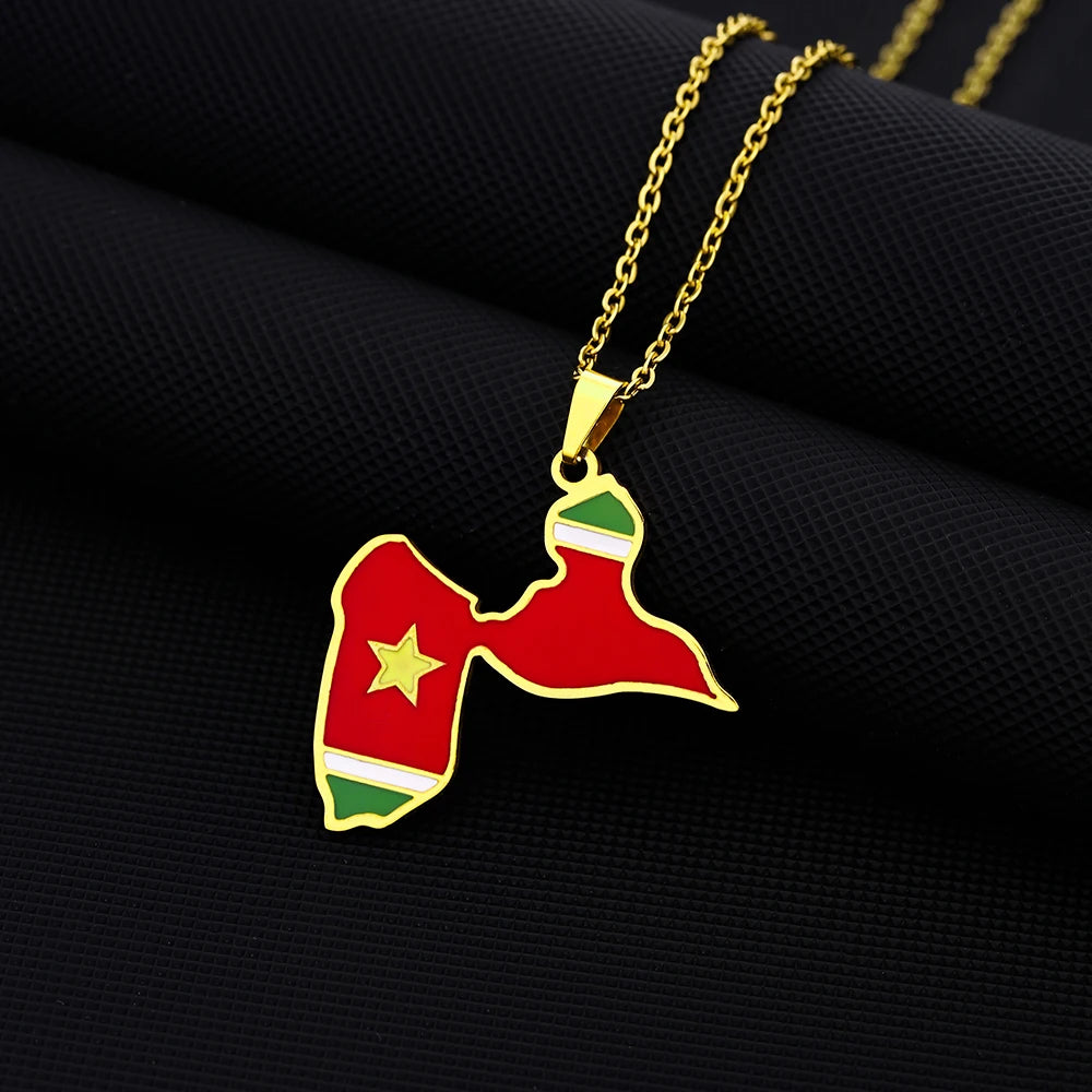 ✨ Collier + Pendentif Guadeloupe en Acier Inox au couleurs du drapeau