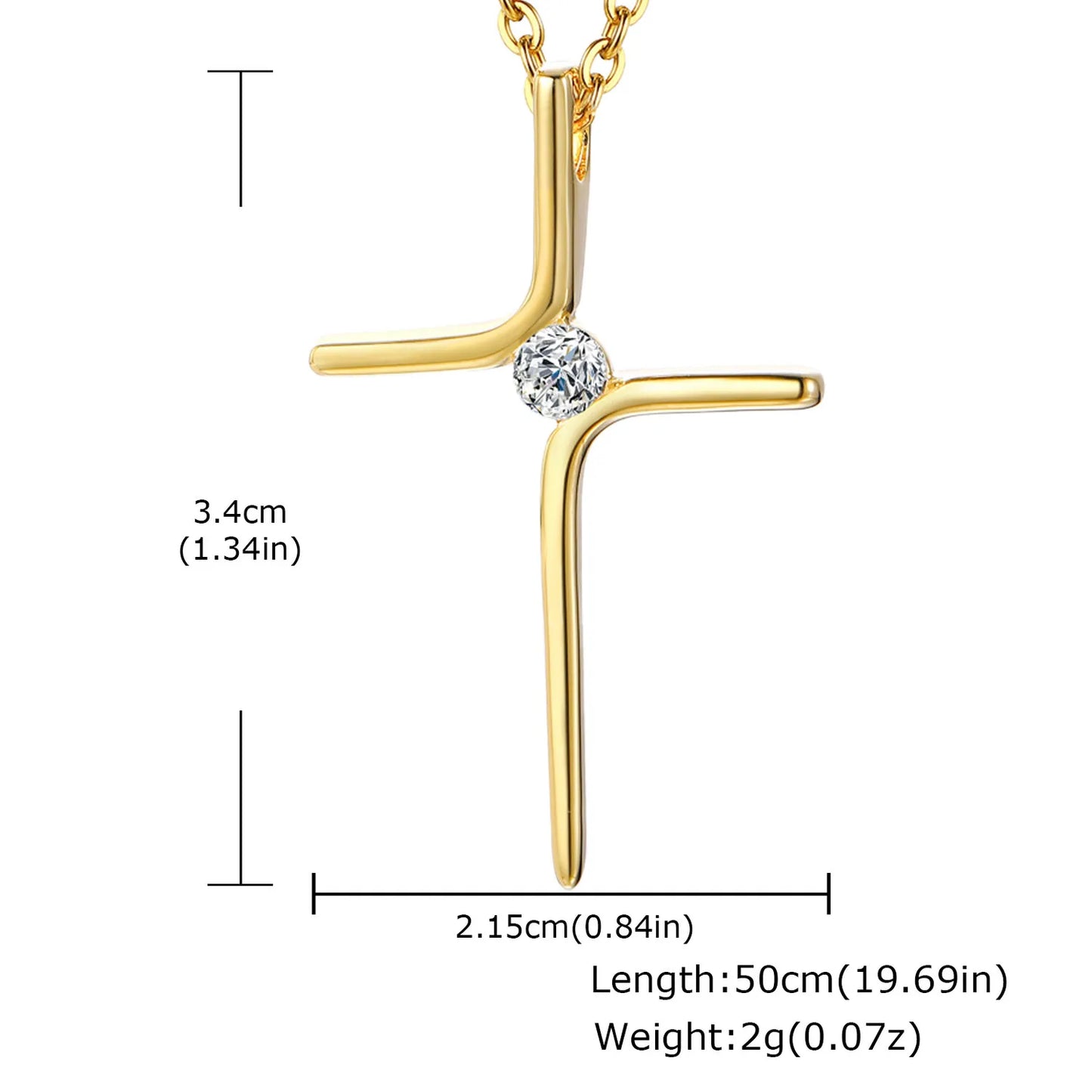 ✨ Collier avec Pendentif Croix sublimé d'un diamant zircon en Acier Inoxydable