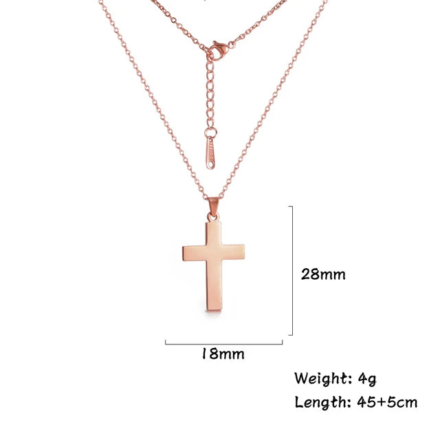 ✨ Collier avec Pendentif Croix Jésus en Acier Inoxydable