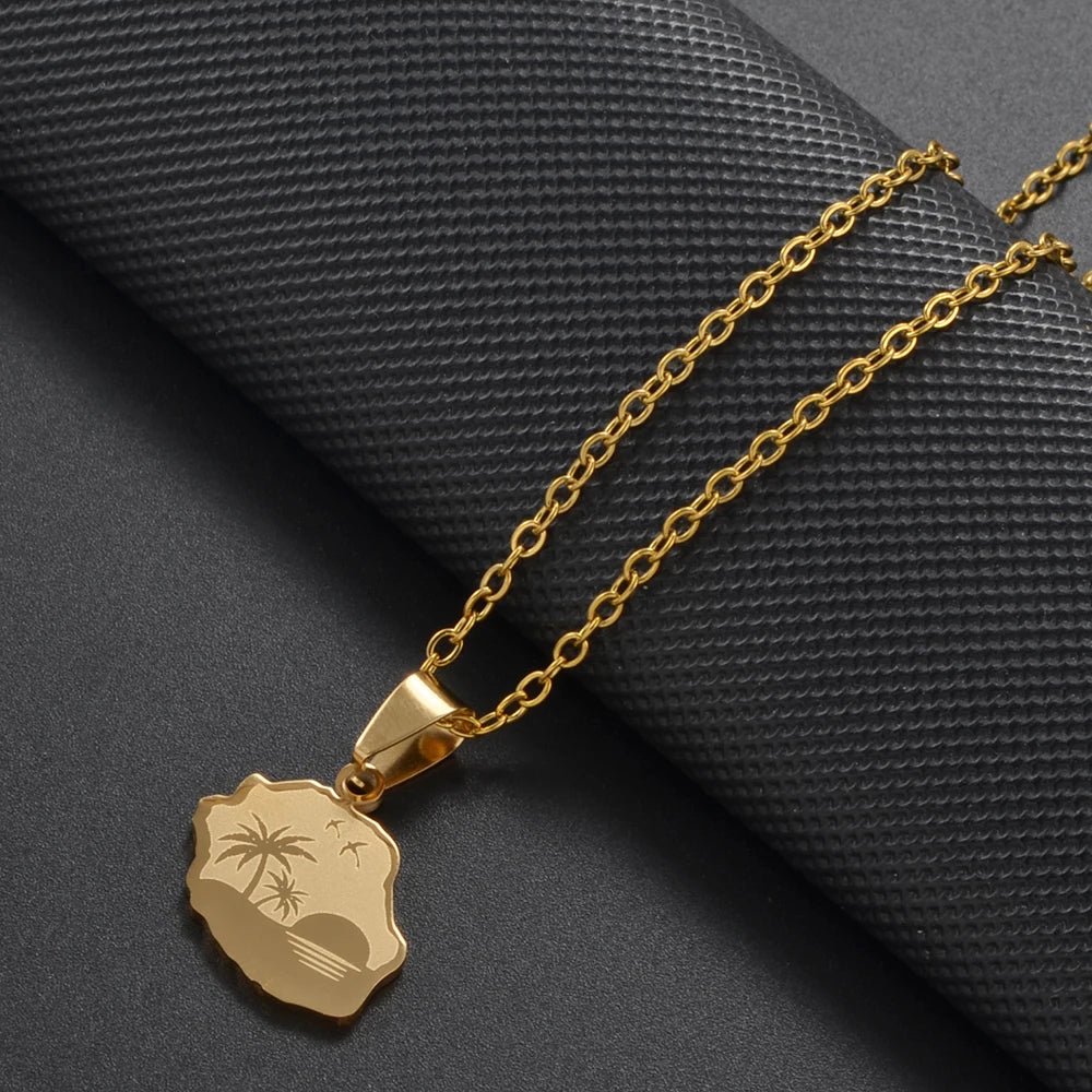 ✨ Collier + Pendentif des outres-mers hibiscus en Acier Inox