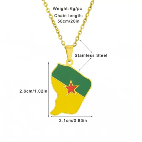 ✨ Collier + Pendentif Guyane Française – Acier Inoxydable au Couleurs du Drapeau