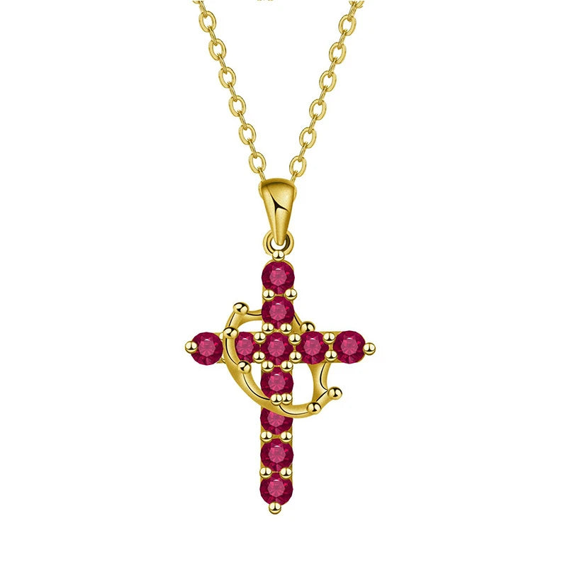 ✝️✨ Collier Chaîne Croix en Zircon – Couronne Rotative en acier inoxydable