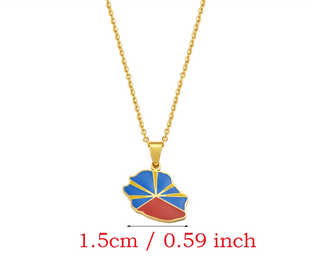 ✨ Collier + Pendentif des outres-mers hibiscus en Acier Inox