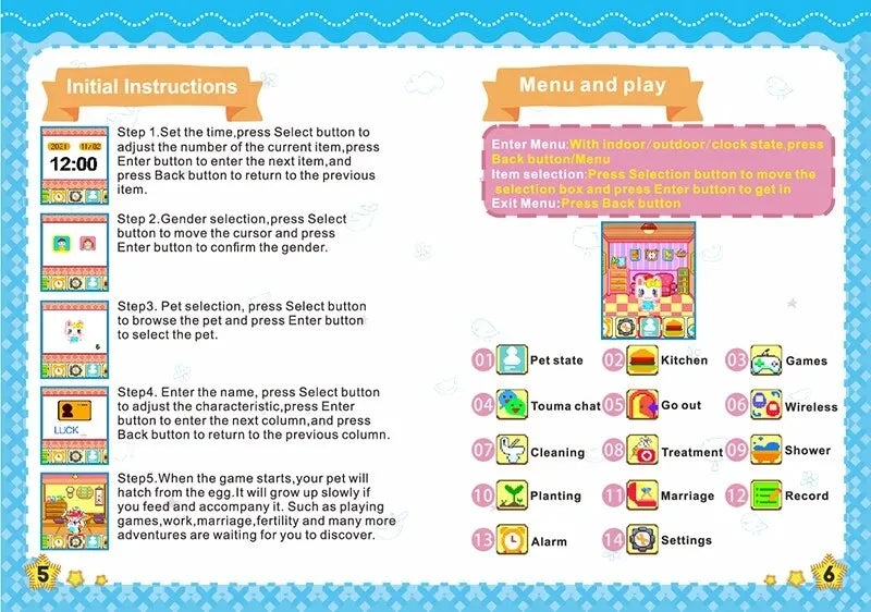 👾🐾 Tamagotchi Électronique Virtuel – Animal de Compagnie Interactif HD - Blanc - Bleu - Rose