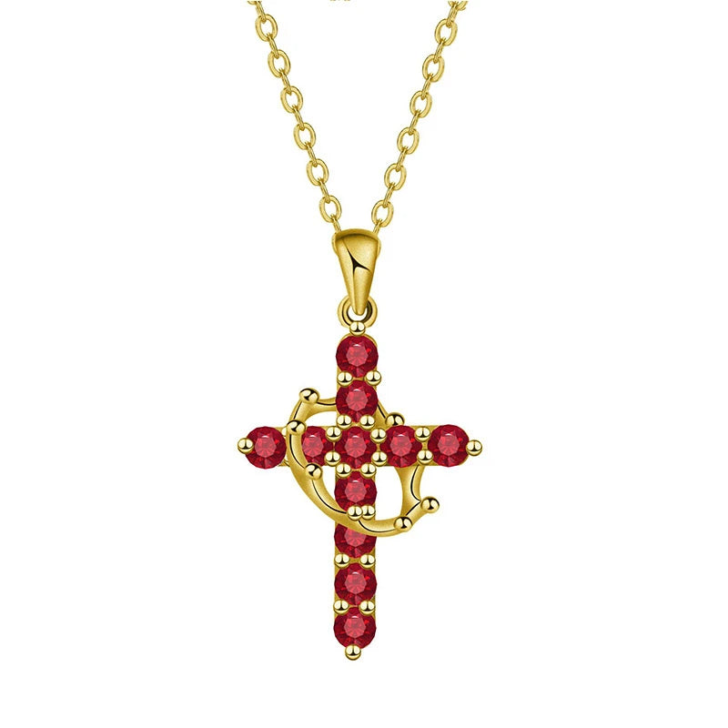 ✝️✨ Collier Chaîne Croix en Zircon – Couronne Rotative en acier inoxydable