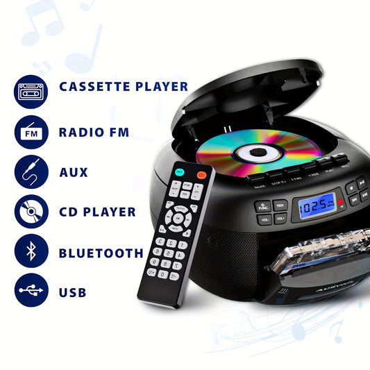đđ¶ Lecteur CD & Cassette Multifonction â Bluetooth, Radio AM/FM, USB & TĂ©lĂ©commande