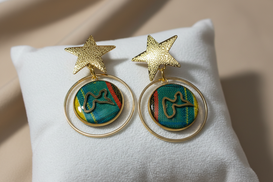 🌺 Boucles d’Oreilles madras «MADRÉLYA» Antilles/Guyane
