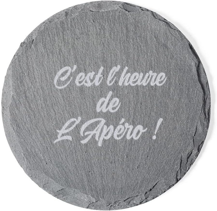 Dessous de verre en ardoise personnalisable en gravure (4 pcs)