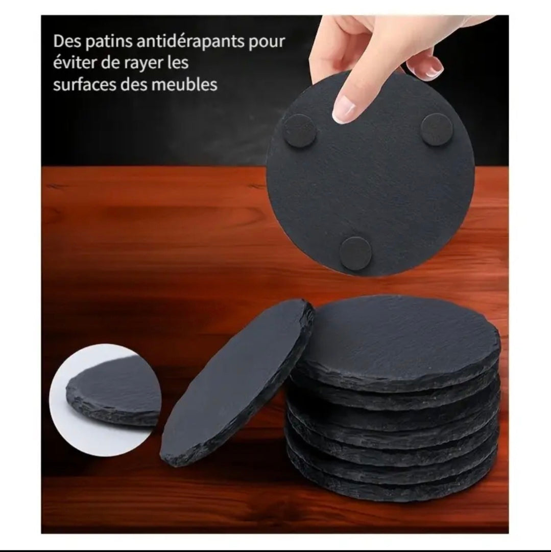 Dessous de verre en ardoise personnalisable en gravure (4 pcs)