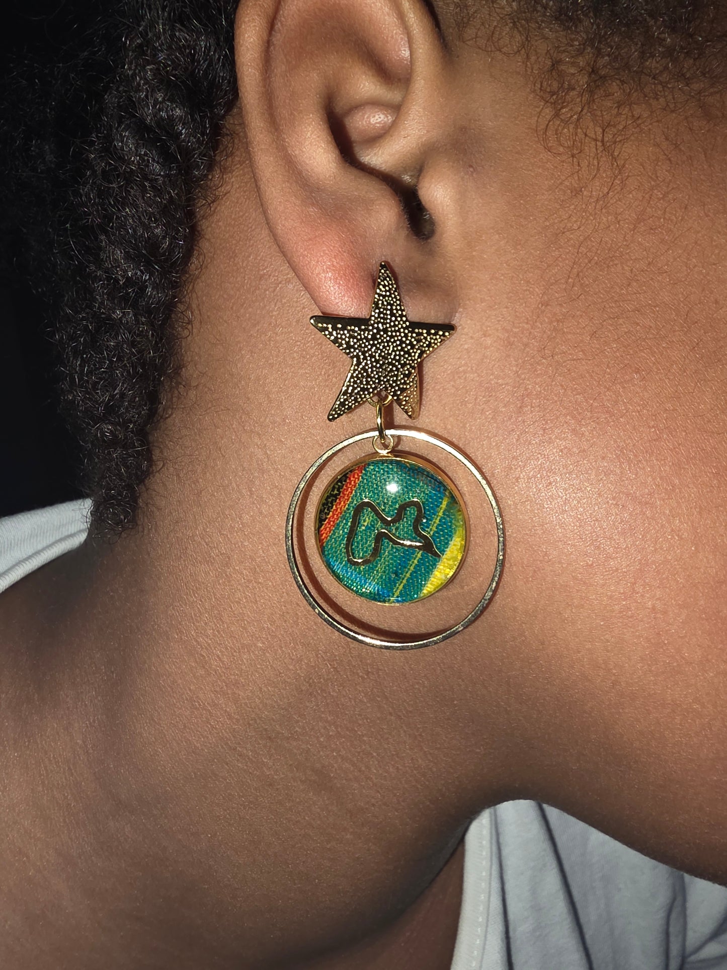 🌺 Boucles d’Oreilles madras «MADRÉLYA» Antilles/Guyane
