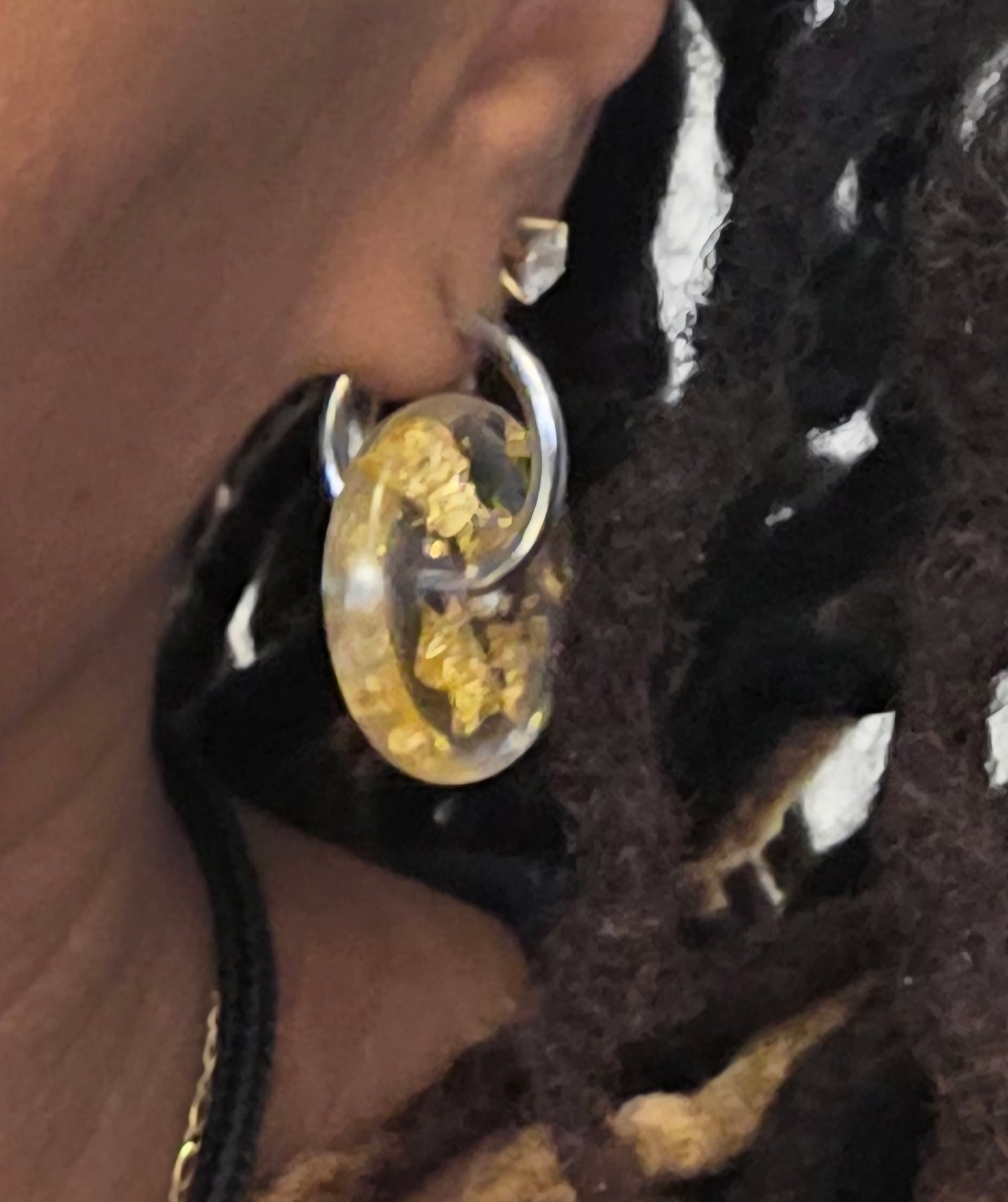 Paire de Pampilles en résine avec boucle d'oreilles créole en acier inox (2 pcs)