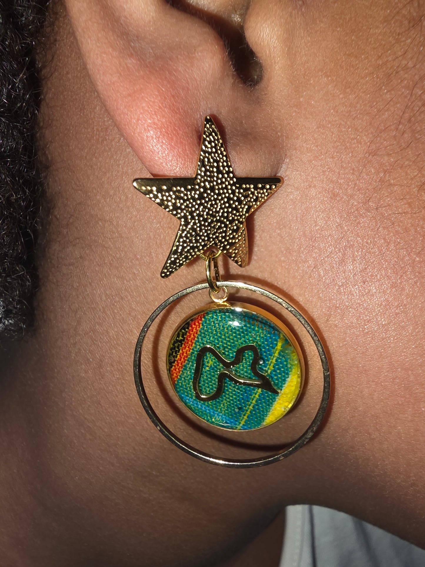 🌺 Boucles d’Oreilles madras «MADRÉLYA» Antilles/Guyane