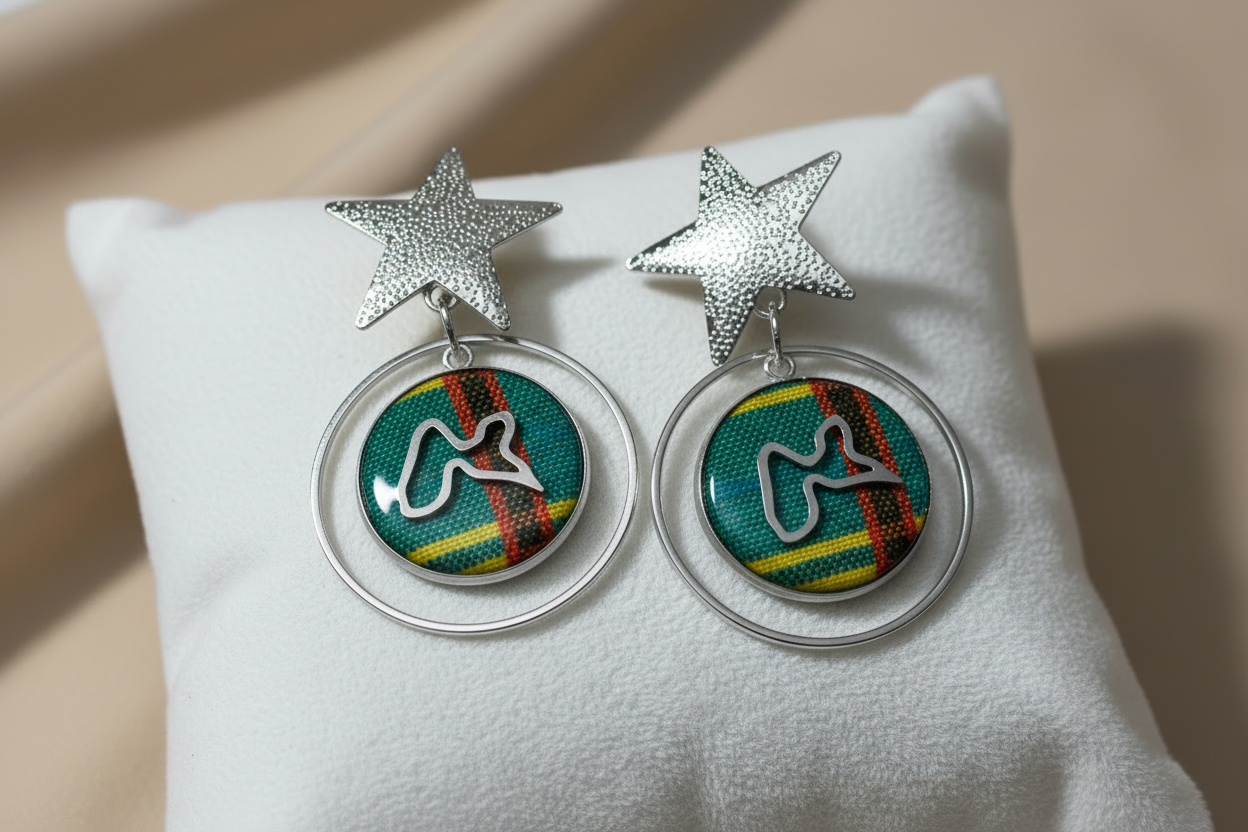 🌺 Boucles d’Oreilles madras «MADRÉLYA» Antilles/Guyane